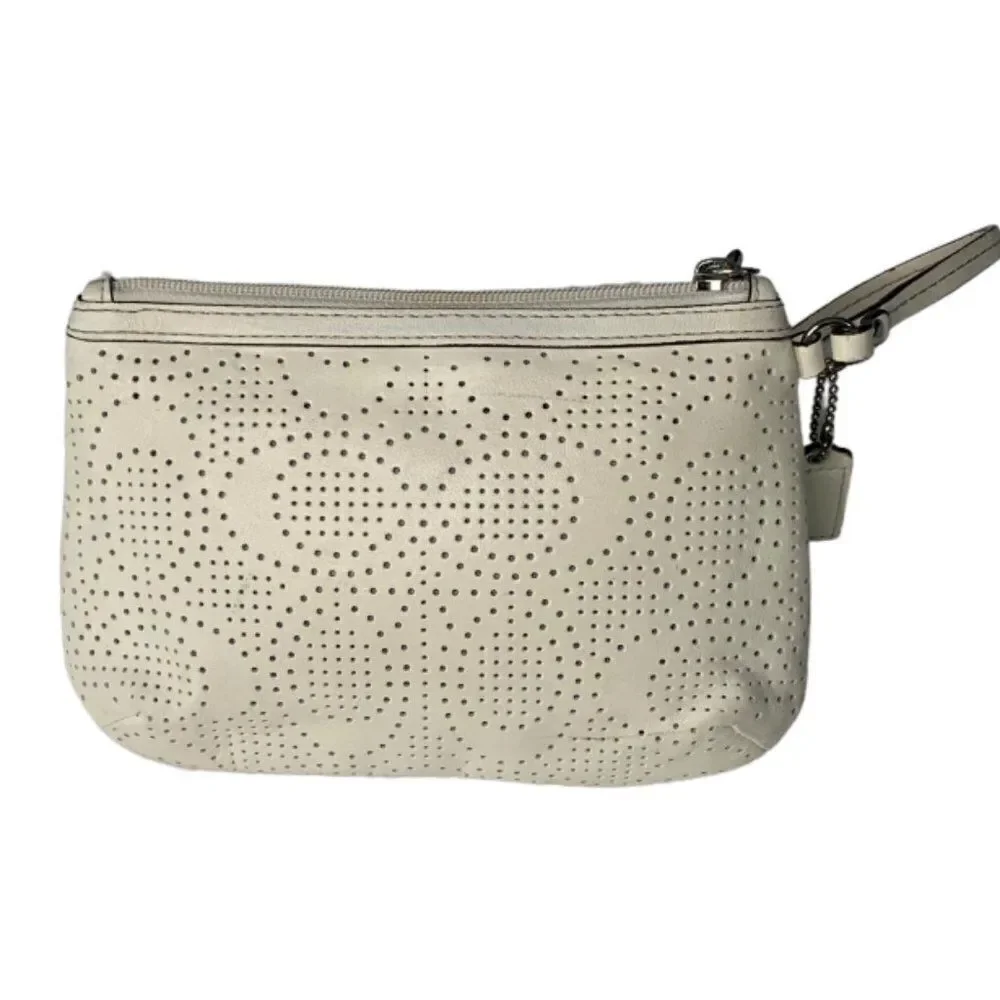 COACH Logo Perforated C's Leather Wristlet